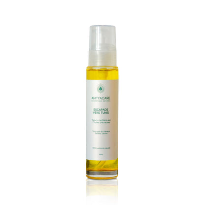 Escapade vers Tunis – Révélation de Brillance et Douceur Naturelle, Sérum Capillaire aux 7 Huiles Précieuses et Parfum de Jasmin Envoûtant